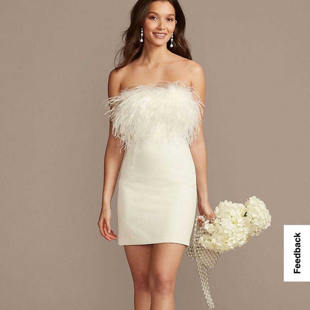 COPY - David’s bridal feather strapless dress